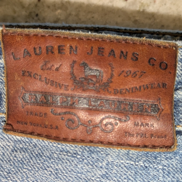 LRL Ralph Lauren Patchwork Straight Wide Leg Jeans Size 10 Vintage Distressed - Picture 7 of 16